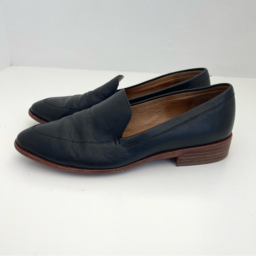 Madewell The Frances Black Leather Business Casual Slip On Loafers Shoes Size 8